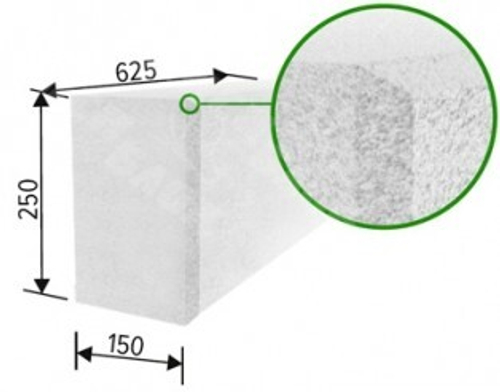 Газобетонный блок ИНСИ Фасадный 150-500-2.5