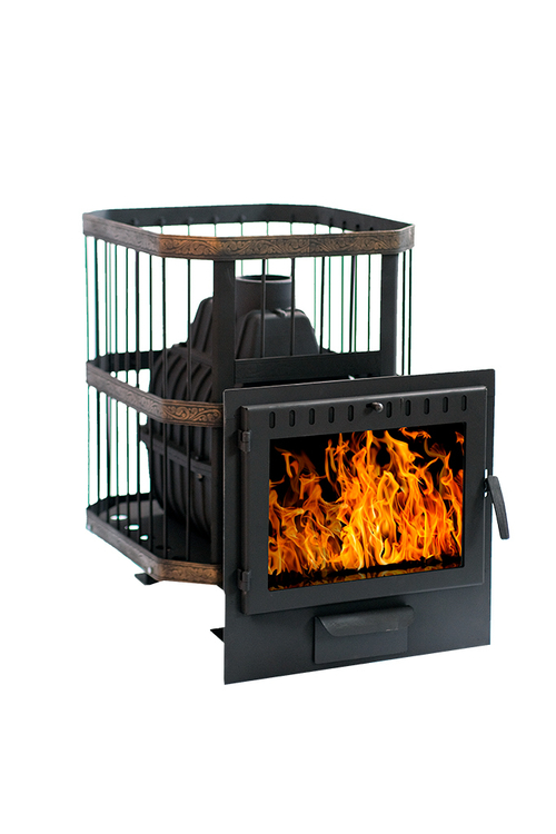 Печь для бани чугунная Сибирь-20 панорамная дверка (сетка)