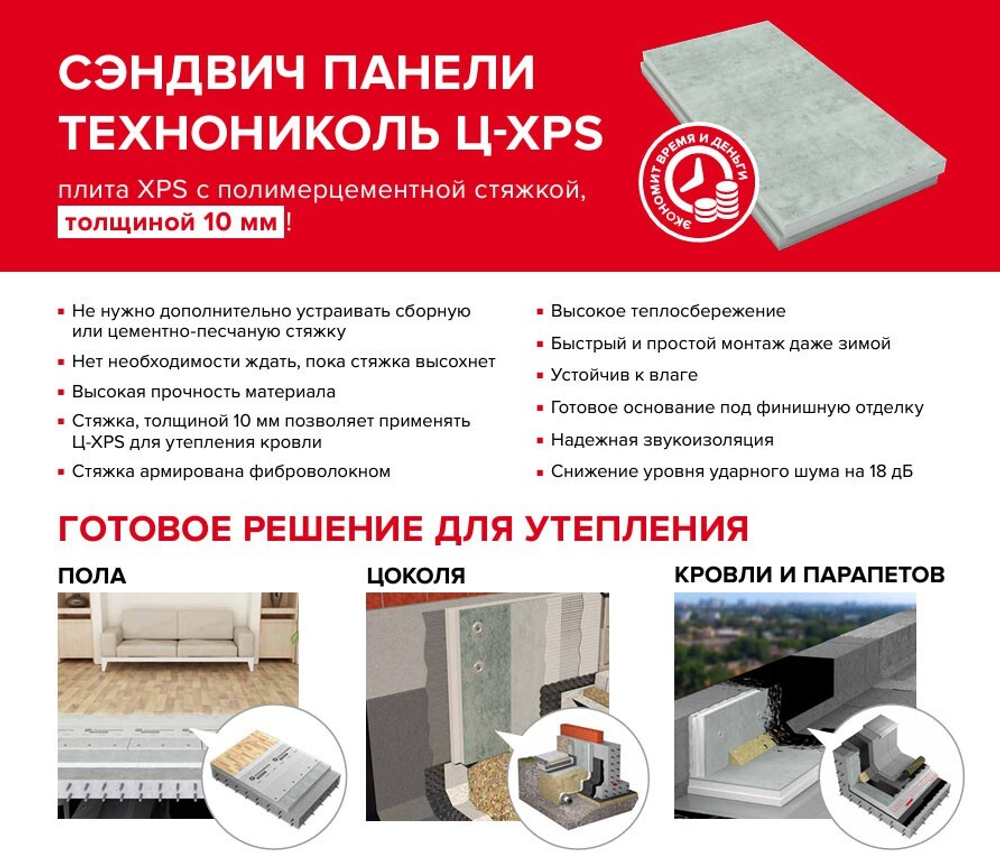 Сендвич-панель ТехноНиколь Ц-XPS CARBON 100L-1-1180х580х110 мм, 34 шт/упак