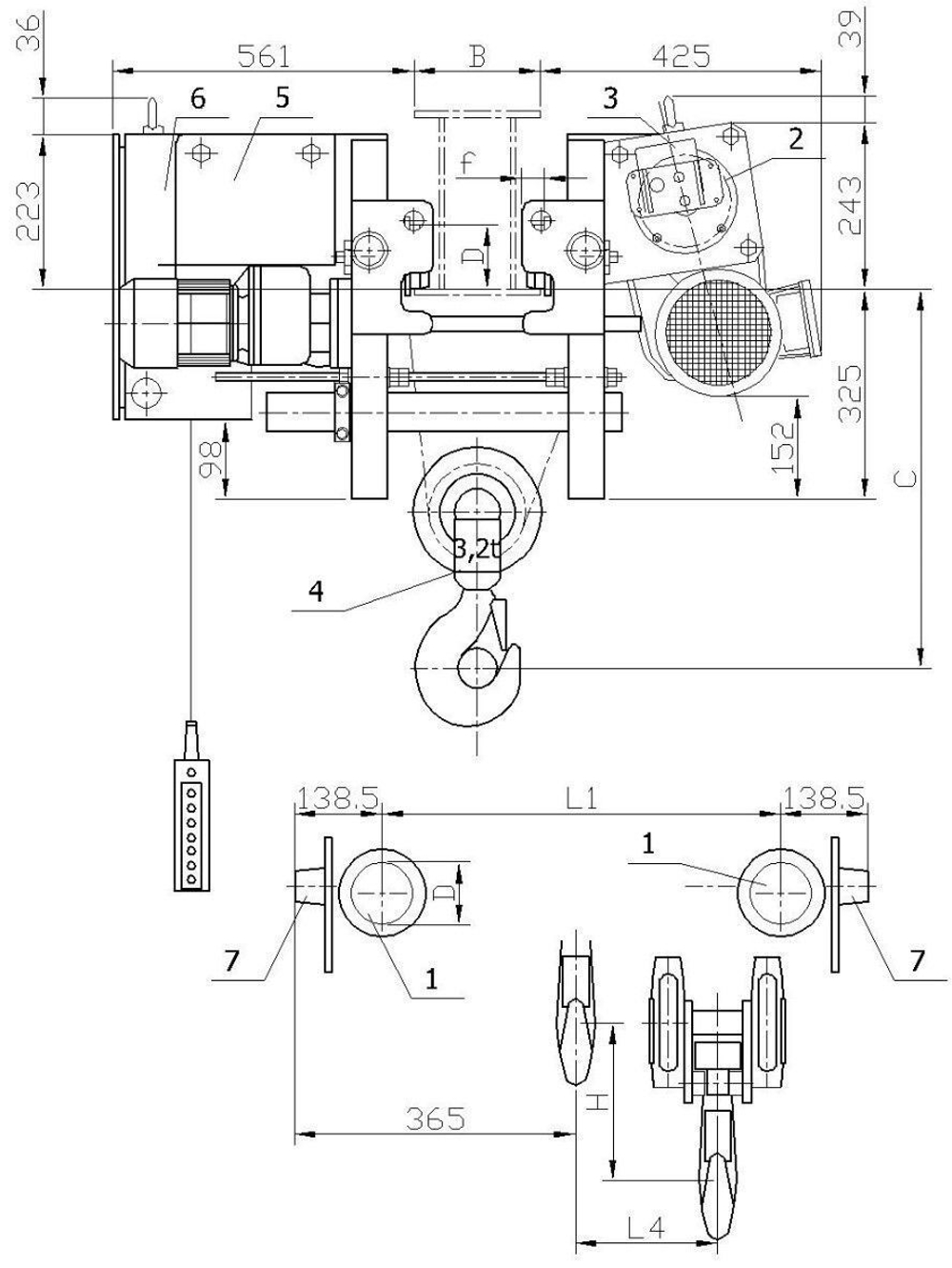 Таль электрическая канатная SH 32 H 6 УСВ 3,2т 6м Euro-lift