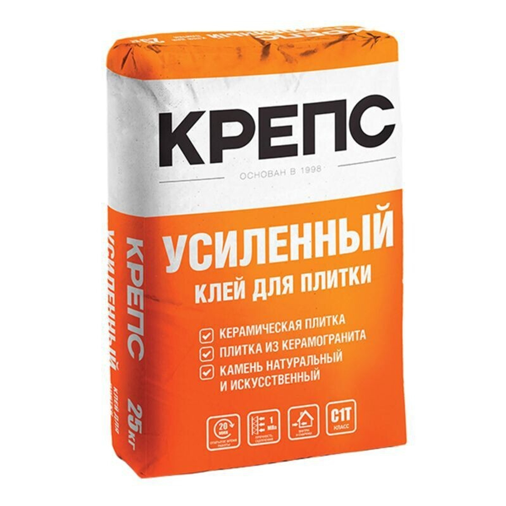 Клей КРЕПС Усиленный C1T для плитки, керамогранита и камня 25 кг, шт