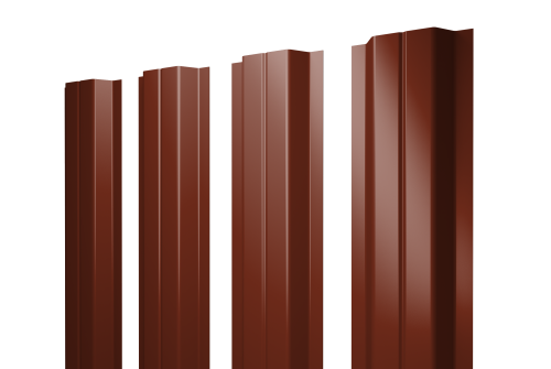 Штакетник П-образный A с прямым резом 0,5 GreenCoat Pural BT, matt RR 29 красный (RAL 3009 оксидно-красный)