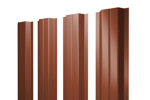 Штакетник П-образный A с прямым резом 0,5 Satin Matt TX RAL 8004 терракота