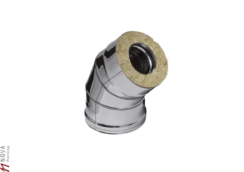 Колено Феррум утепленное угол 135° нержавеющее (430/0,5мм)/зеркальное ф200/280 по воде