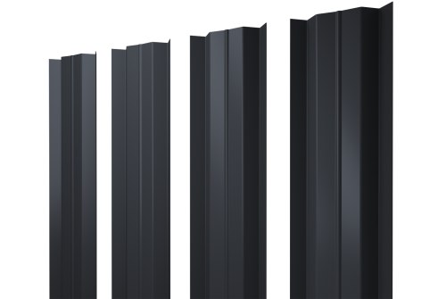 Штакетник М-образный В с прямым резом 0,4 PE RAL 7024 мокрый асфальт