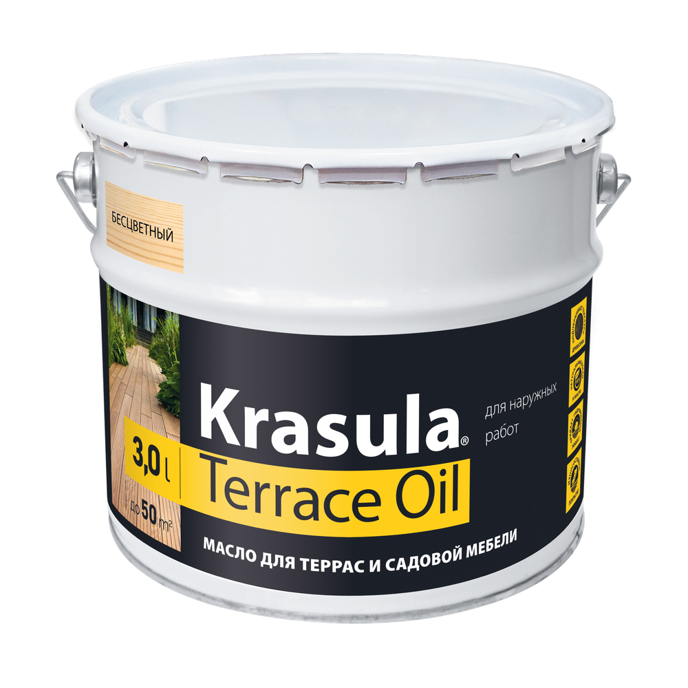 Масло для террас и садовой мебели «Krasula»-Terrace Oil 5 цветов