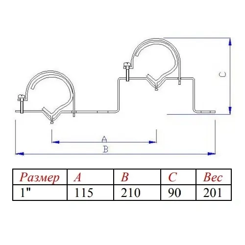 Кронштейн коллекторный двойной 2шт 1" Valtec VTc.130.N.0600