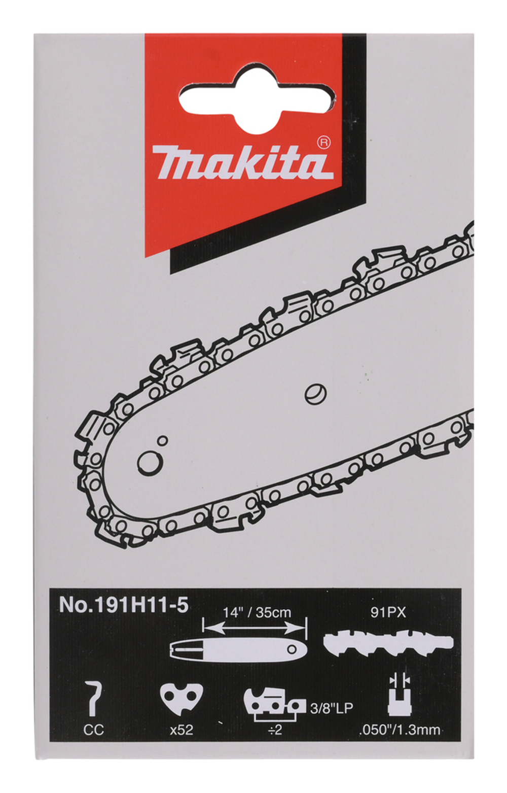 Цепь, длина 35 см / 14, шаг 3/8, паз 1,3 мм, звеньев 52, 91PX Makita 191H11-5