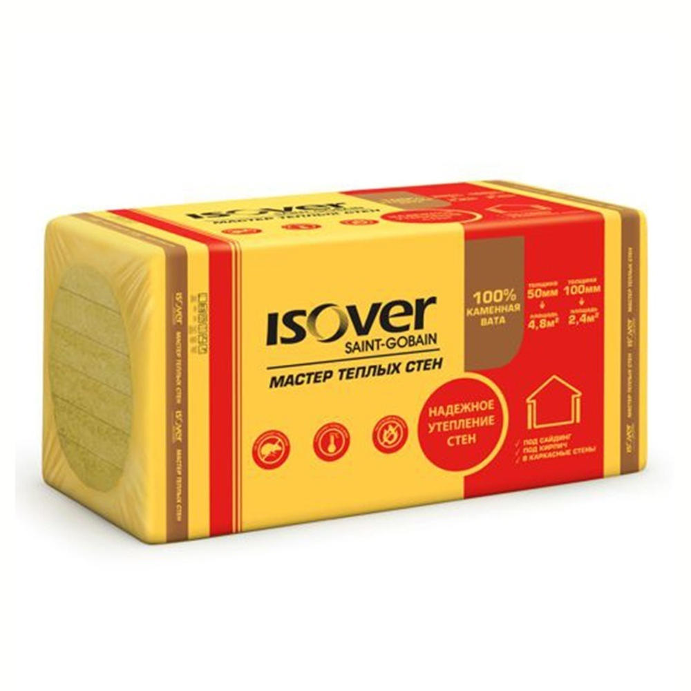 Утеплитель Isover Мастер Теплых Стен 1000х600х50 мм, 8 шт
