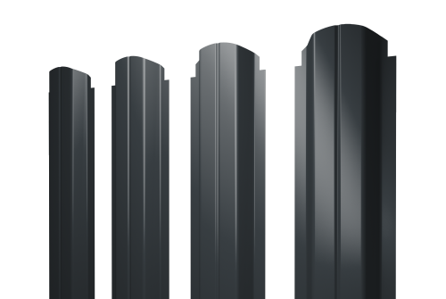 Штакетник П-образный А фигурный 0,5 GreenCoat Pural BT, matt RR2H3 (RAL 7016 антрацитово-серый)