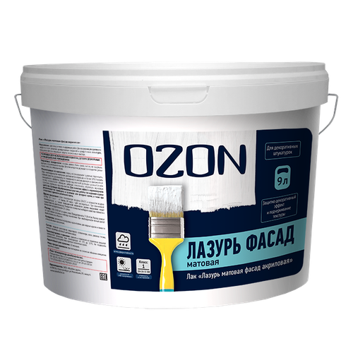 Лак "Лазурь матовая фасад" OZON ЛМФ-10  9л обычная