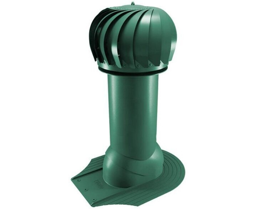 Роторная вентиляция для мягкой кровли при монтаже d150мм, h-650мм утепленная, зеленый мох RAL 6005