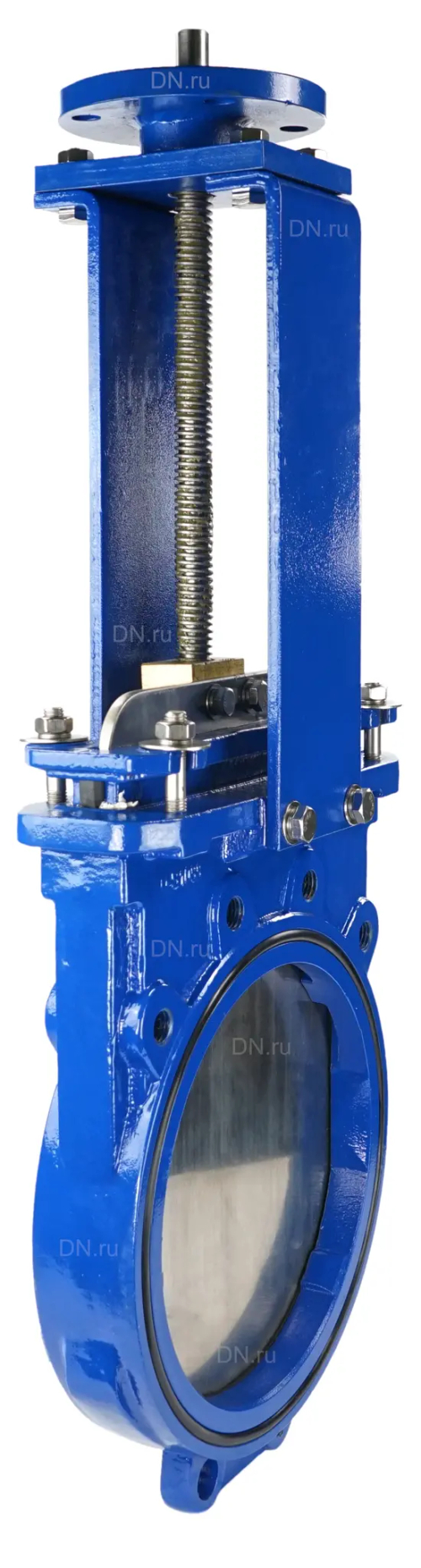 Задвижка шиберная DN.ru GVKN1331N-2W-Fb-ISO Ду300 Ру6 двусторонняя, межфланцевая, шпиндель - невыдвижной, корпус - чугун GGG40, шибер - нержавеющая сталь 304, уплотнение - NBR, с ISO-фланцем и голым штоком, круглый шток 22, F14