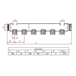 Коллектор распределительный проходной 7 отводов 1"в/в x ½"н Valtec VTc.510.SS.060407