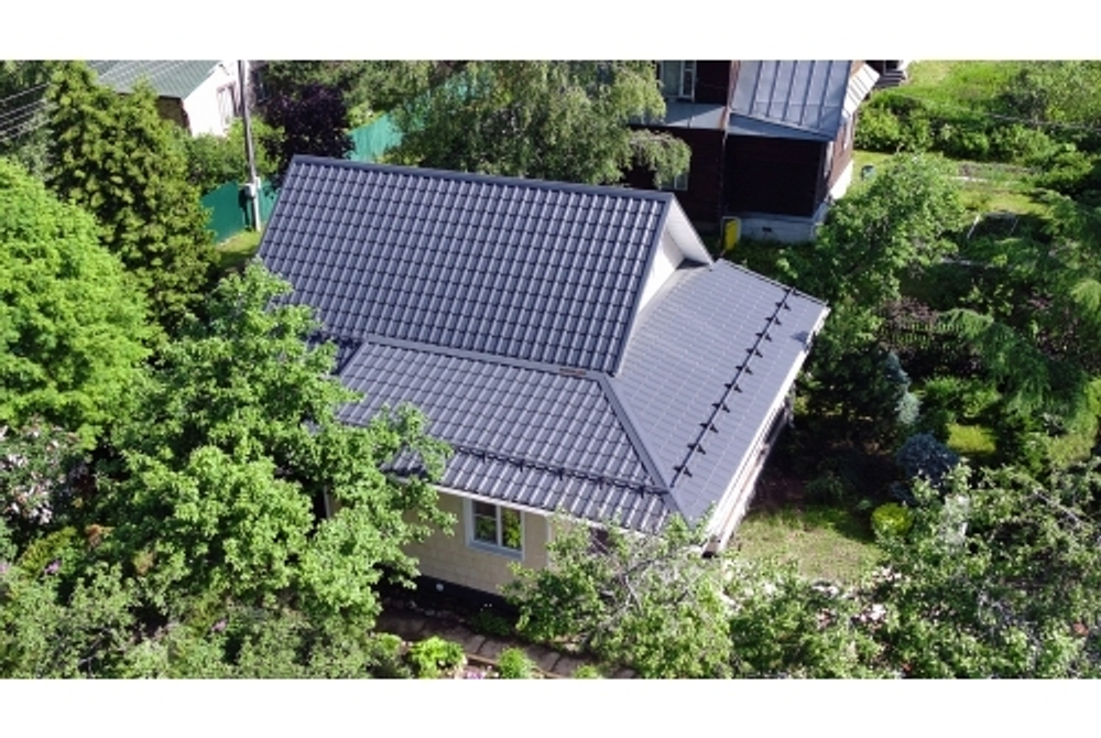 Металлочерепица камея 0,5 Satin RAL 7024 мокрый асфальт