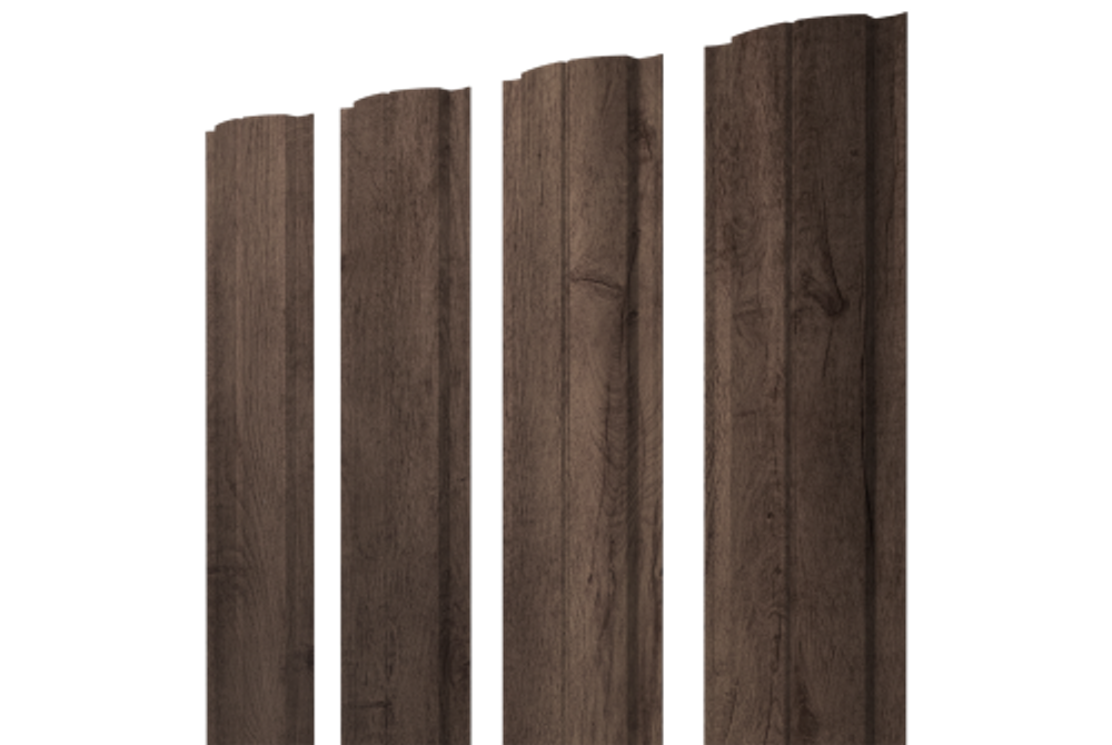 Штакетник Полукруглый Slim с прямым резом 0,45 Print Premium Almond Wood Fresh