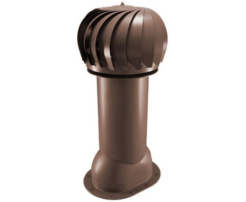 Роторная вентиляция для готовой мягкой и фальцевой кровли d125мм, h-650мм утепленная, шоколад RAL 8017