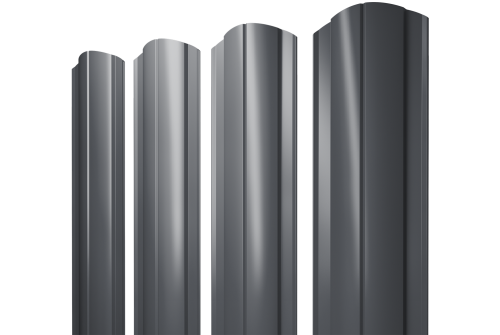 Штакетник Круглый фигурный 0,5 GreenCoat Pural BT, matt RR 23 темно-серый (RAL 7024 мокрый асфальт)