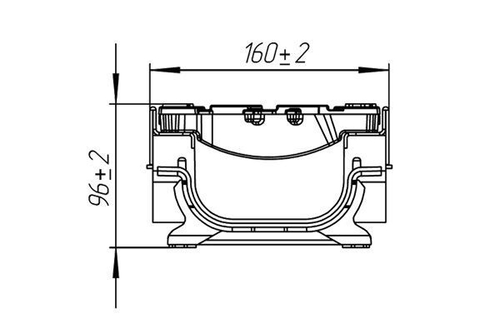 Лоток водоотводный PolyMax Drive DN100 h96 пластиковый с решеткой щелевой чугунной ВЧ кл. Е (комплект)