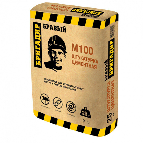 Штукатурка цементная Бравый Бригадир М-100 25 кг, шт