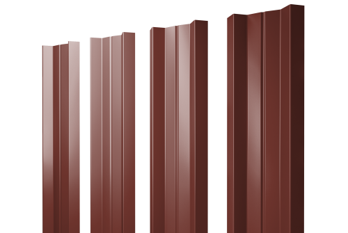 Штакетник М-образный А с прямым резом 0,5 Satin RAL 3009 оксидно-красный