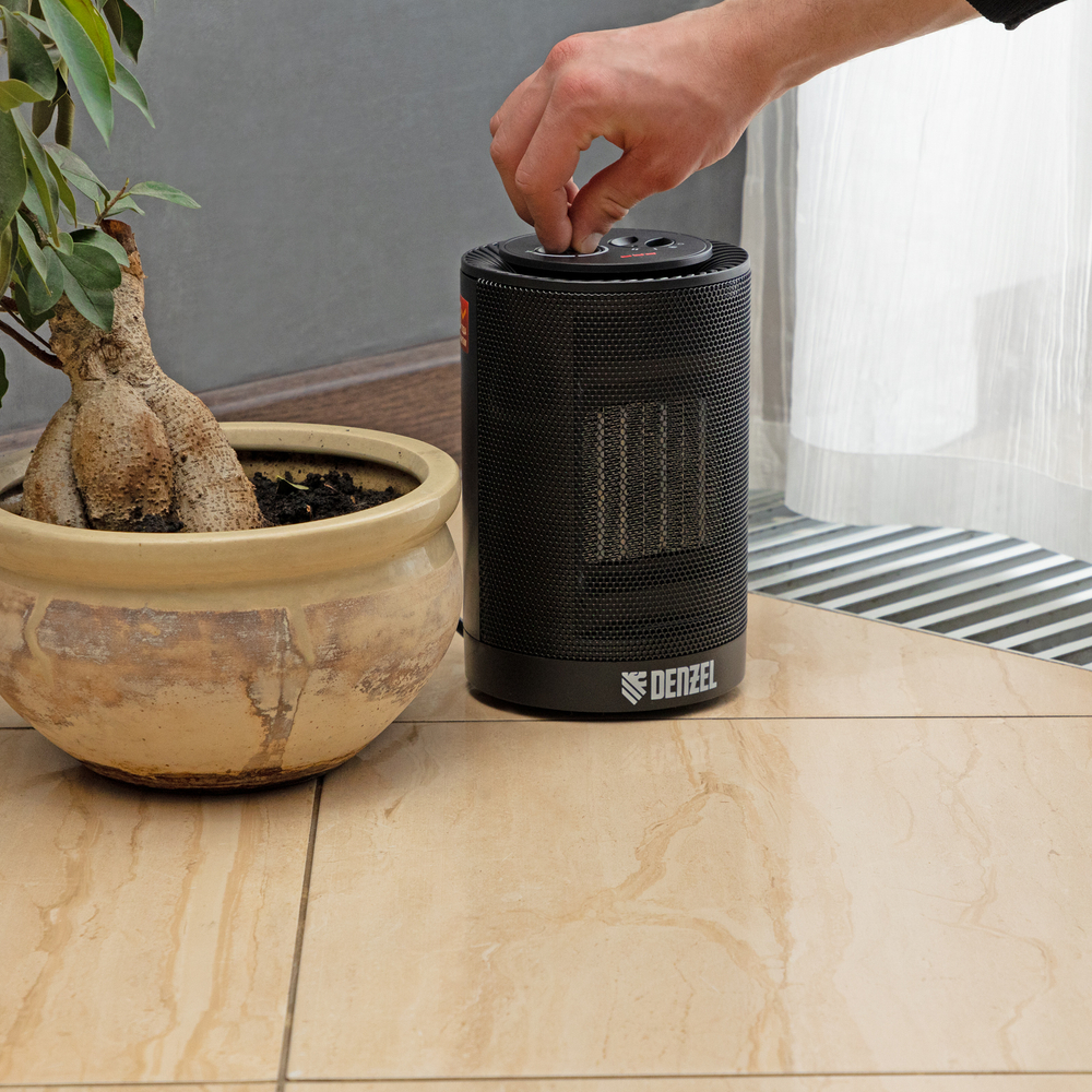 Тепловентилятор керамический DTFC-1200S, вращение, 3 реж., вент., нагрев 600/1200 Вт Denzel