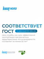 Минеральная вата ТеплоKnauf NORD TS 033 1250х600х100 мм, 6 шт/упак