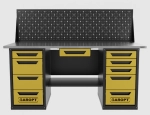 Верстак двухтумбовый 4 ящиков /5 ящиков с экраном и ящиком, 1800*700 желтый GAROPT, GT1800Y1Y4Y5PP.yell