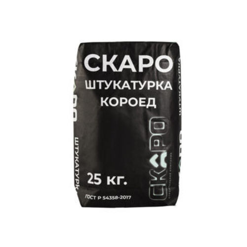 Декоративная штукатурка на цементной основе фактура типа «Короед» марки SKARO, 25кг , белый цемент фракция от 1 до 3 мм
