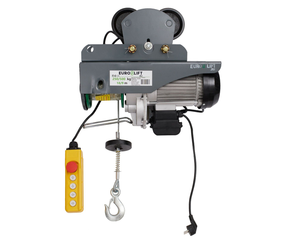 Лебедка электрическая передвижная KX 500 г/п 250/500 кг, в/п 18/9 м