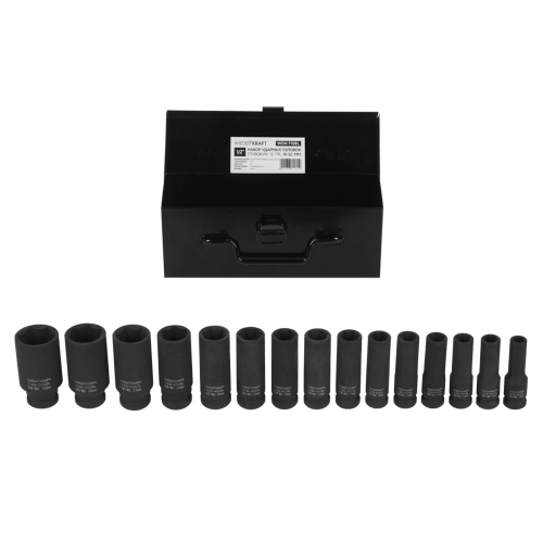 WDK-710BL Набор ударных головок глубоких 1/2", 10-32 мм, 15 предметов