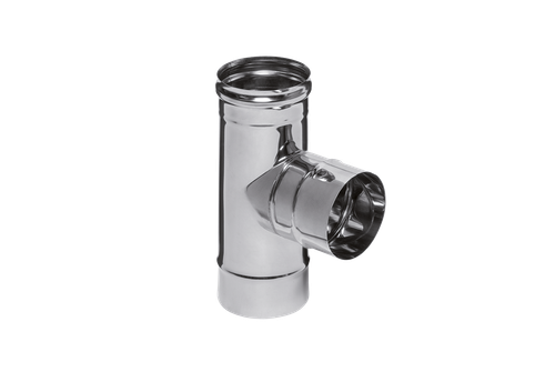 Тройник Феррум угол 90°, нержавеющий (430/0,5мм), ф130, по воде