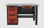 Верстак с ящиком однотумбовый 4 ящика красный 1400*700 Garopt, GT1400STY1Y4.red