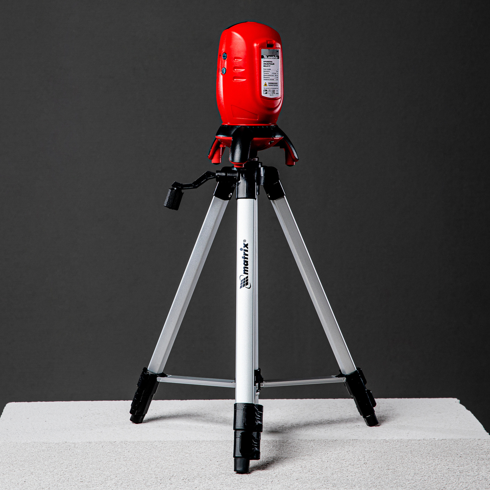 Лазерный уровень ML01T, дальность 10 м, точность ± 0,5 мм, / 1 м, длина волны 650 нм, проекция 1 вертикальная 1 горизонтальная плоскость, резьба под штатив 5/8", штатив в комплекте Matrix