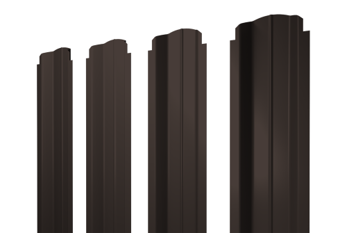 Штакетник П-образный B фигурный 0,5 Rooftop Бархат RR 32 темно-коричневый