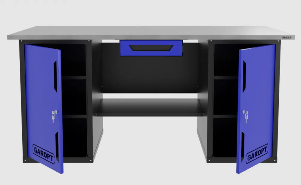 Верстак двухтумбовый с ящиком, синий 1800*700 Garopt, GT1800DDY1.blue