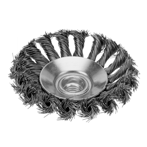 Щетка для УШМ, 100 мм, М14, "тарелка", крученая металлическая проволока Сибртех