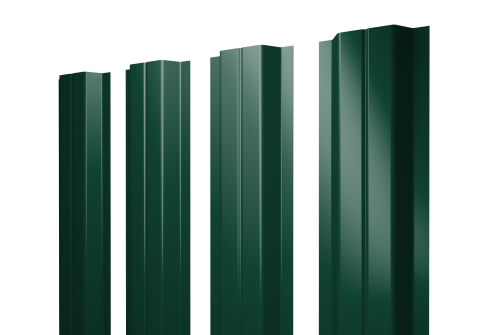 Штакетник П-образный A с прямым резом 0,45 PE-Double RAL 6005 зеленый мох