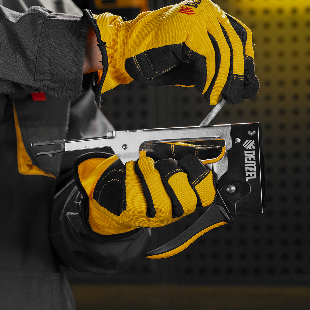 Степлер металлический, скобы в комплекте, 2К рукоятка, тип 53, 6-10 мм Denzel