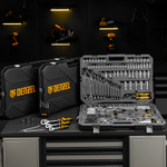 Набор инструментов, 1/2", 1/4", 3/8", CrV, S2, пластиковый кейс, 144 предмета Denzel