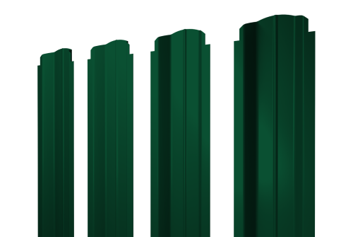 Штакетник П-образный B фигурный 0,45 PE RAL 6005 зеленый мох