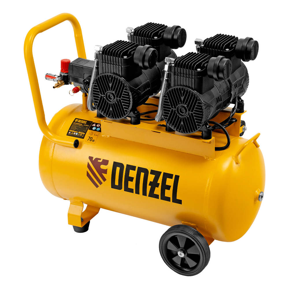 Компрессор безмасл. малошумный DLP -3000/50, 3 кВт, 2х1,5 кВт,50 л, 2850 об/мин,500 л/мин Denzel