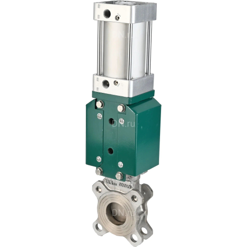 Задвижка шиберная с защитным кожухом DN.ru GVKRс3131E-2W-Fb-2P Ду125 Ру16 двусторонняя, межфланцевая, шпиндель - выдвижной, корпус - нержавеющая сталь 304, шибер - нержавеющая сталь 304, уплотнение - EPDM, с пневмоприводом