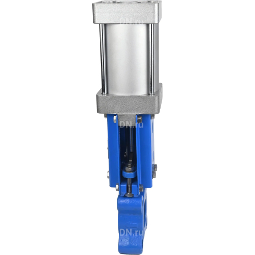 Задвижка шиберная DN.ru GVKR1331M-1W-Fb-2P Ду300 Ру6 однонаправленная, межфланцевая, шпиндель - выдвижной, корпус - чугун GGG40, шибер - нержавеющая сталь 304, уплотнение - металл, с пневмоприводом, WENZ