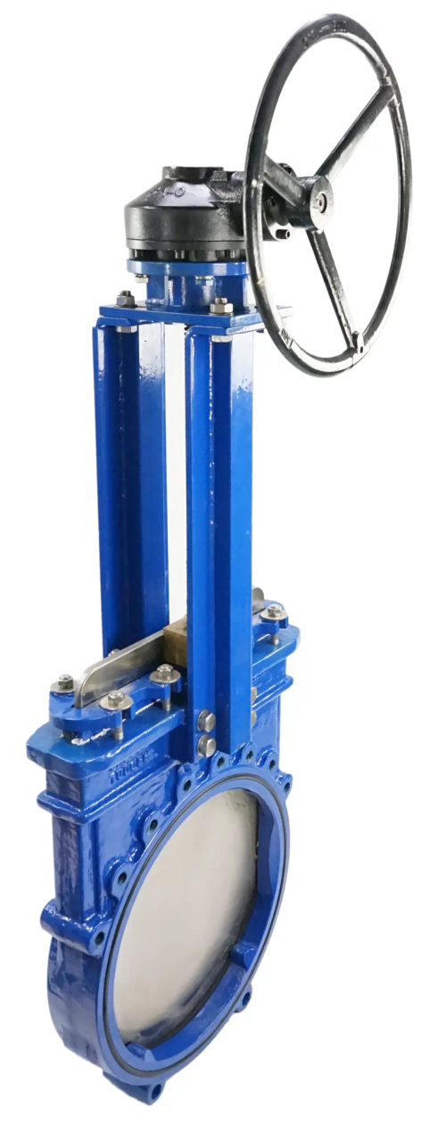 Задвижка шиберная DN.ru GVKN1331N-2W-Fb-R Ду600 Ру4 двусторонняя, межфланцевая, шпиндель - невыдвижной, корпус - чугун GGG40, шибер - нержавеющая сталь 304, уплотнение - NBR, с редуктором