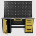 Верстак двухтумбовый дверь/4 ящиков с двумя экранами и ящиком, желтый 1800*700 Garopt, GT1800DY1Y4PP2.yell