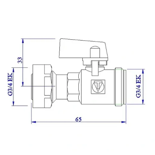 Кран шаровый коллекторный ¾"ек x ¾"ек Valtec VTc.720.NE.0005