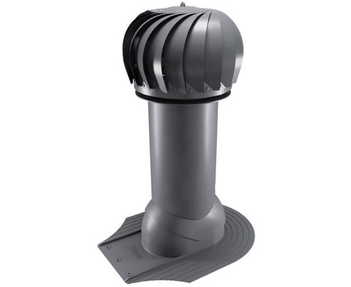 Роторная вентиляция для мягкой кровли при монтаже d150мм, h-650мм утепленная, серый графит RAL 7024