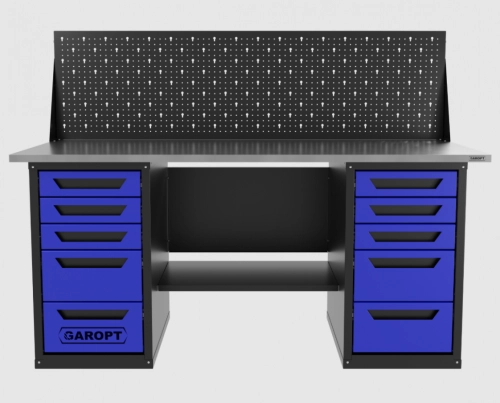 Верстак двухтумбовый 5 ящиков /5 ящиков с экраном, синий 1800*700 GAROPT, GT1800Y5Y5PP.blue