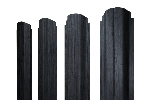 Штакетник П-образный А фигурный 0,45 Print Premium Grey Wood TwinColor